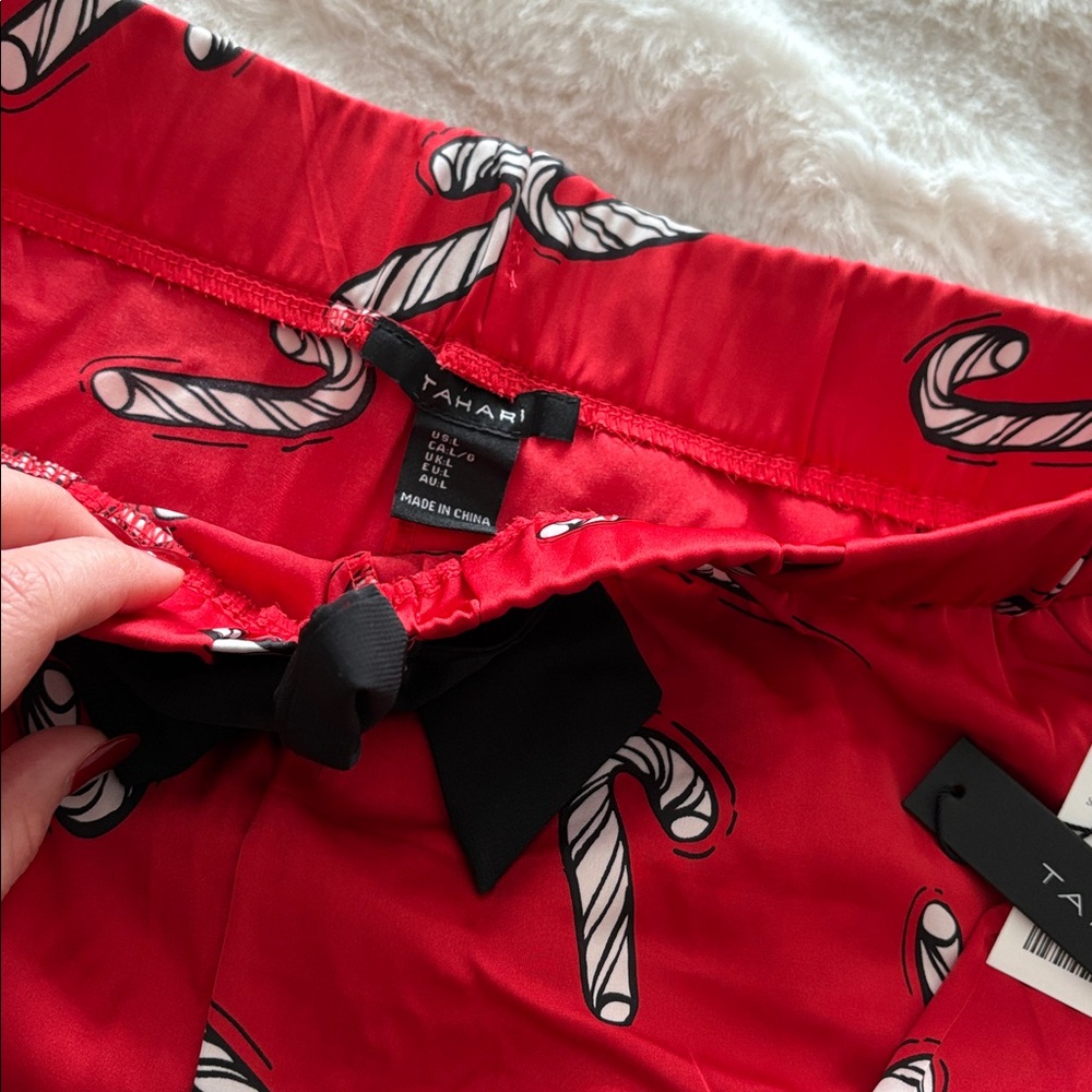 Tahari Satin Candy Cane Christmas Pajamas - Picture 2 of 2